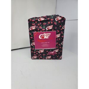 Coca‑Cola Cherry Coke Full Size 6‑Piece Sheet Set Bedding Black Red Logo New
